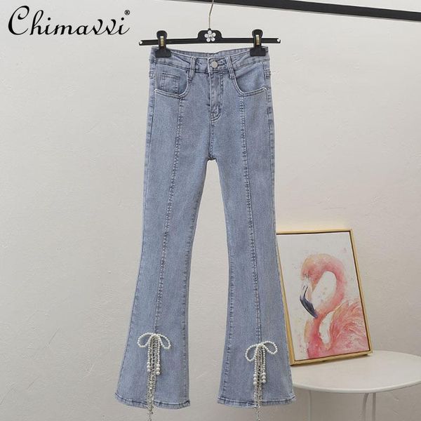 women's jeans 2021 summer pearl bow slim split diamond embedded tassel skinny female streetwear denim pants, Blue
women's jeans 2021 summer pearl bow slim split diamond embedded tassel skinny female streetwear denim pants, Blue