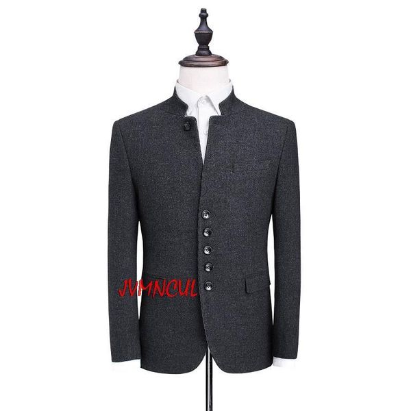 men's suits & blazers 2022 single breasted wool suit sets fashion chinese tunic men slim fit formal black jacket and trousers, White;black
men's suits & blazers 2022 single breasted wool suit sets fashion chinese tunic men slim fit formal black jacket and trousers, White;black
