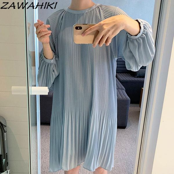 casual dresses zawahiki korean chic o neck vestidos solid loose long sleeve women pleated dress elegant sweet femme robe fashion, Black;gray
casual dresses zawahiki korean chic o neck vestidos solid loose long sleeve women pleated dress elegant sweet femme robe fashion, Black;gray