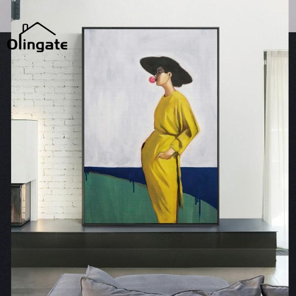 paintings fashion woman wear a hat canvas painting with yellow dress green background wall art posters for bedroom home decoration
paintings fashion woman wear a hat canvas painting with yellow dress green background wall art posters for bedroom home decoration
