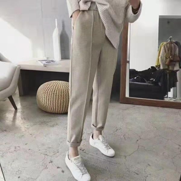 women's pants & capris women winter thicken pencil wool female autumn high waist loose trousers soft good fabric, Black;white
women's pants & capris women winter thicken pencil wool female autumn high waist loose trousers soft good fabric, Black;white