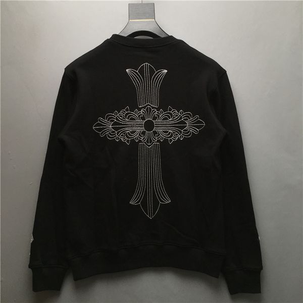 21 autumn winter tide brand new three dimensional embroidery weaving cross letter pattern sweater men's an, Black