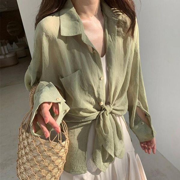women's blouses & shirts fashion women blouse polyester long sleeve turn down collar pocket buttons thin anti sun shirt street wear fem, White
women's blouses & shirts fashion women blouse polyester long sleeve turn down collar pocket buttons thin anti sun shirt street wear fem, White
