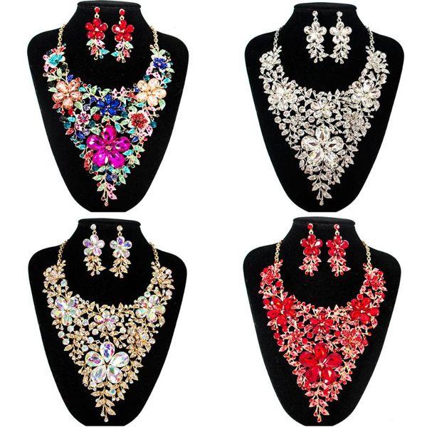 earrings & necklace luxury crystal flower pendants statement jewelry set women accessories colorful bridal wedding, Silver
earrings & necklace luxury crystal flower pendants statement jewelry set women accessories colorful bridal wedding, Silver