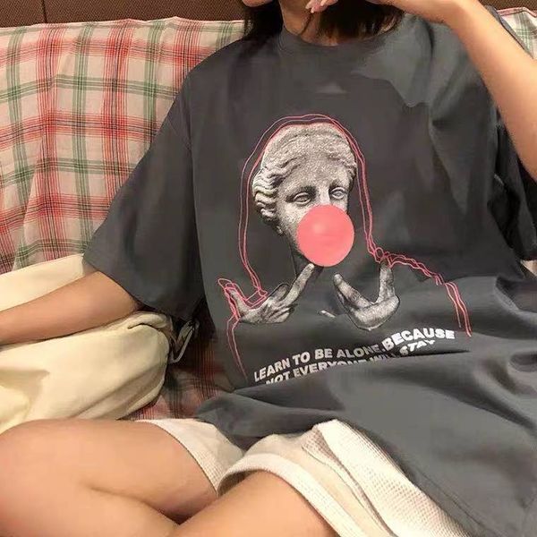 t shirt summer fashion brand loose and versatile printed cotton short sleeve, White
t shirt summer fashion brand loose and versatile printed cotton short sleeve, White