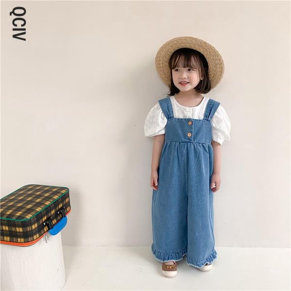 jeans spring autumn korean style girls fashion wide leg ruffles denim overalls kids oversized loose suspender trousers, Blue
jeans spring autumn korean style girls fashion wide leg ruffles denim overalls kids oversized loose suspender trousers, Blue