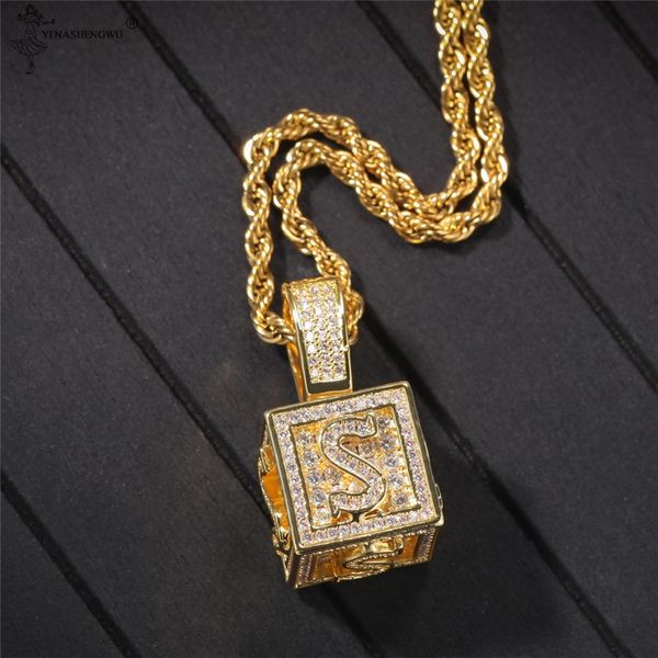 new fashion micro-inlaid zircon dice cube initial letter pendant necklaces for women men necklace hip hop golden colour chain jewelry, Silver
new fashion micro-inlaid zircon dice cube initial letter pendant necklaces for women men necklace hip hop golden colour chain jewelry, Silver