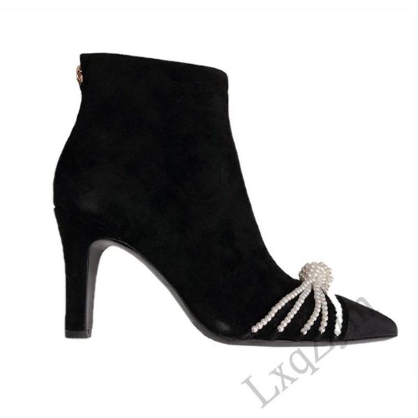 boots fashion pearl design elegant lady ankle spring autumn cow suede pointed toe women thin heels, Black
boots fashion pearl design elegant lady ankle spring autumn cow suede pointed toe women thin heels, Black
