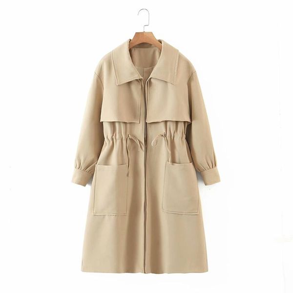 women's trench coats puwd oversize women khaki harajuku coat 2021 autumn leisure ladies solid drawstring windbreaker female pleated out, Tan;black
women's trench coats puwd oversize women khaki harajuku coat 2021 autumn leisure ladies solid drawstring windbreaker female pleated out, Tan;black