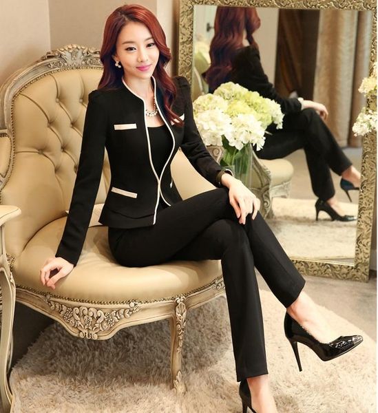 women's suits & blazers formal uniform design professional eegant black spring and autumn ladies office pantsuits with jackets pants ou, White;black
women's suits & blazers formal uniform design professional eegant black spring and autumn ladies office pantsuits with jackets pants ou, White;black