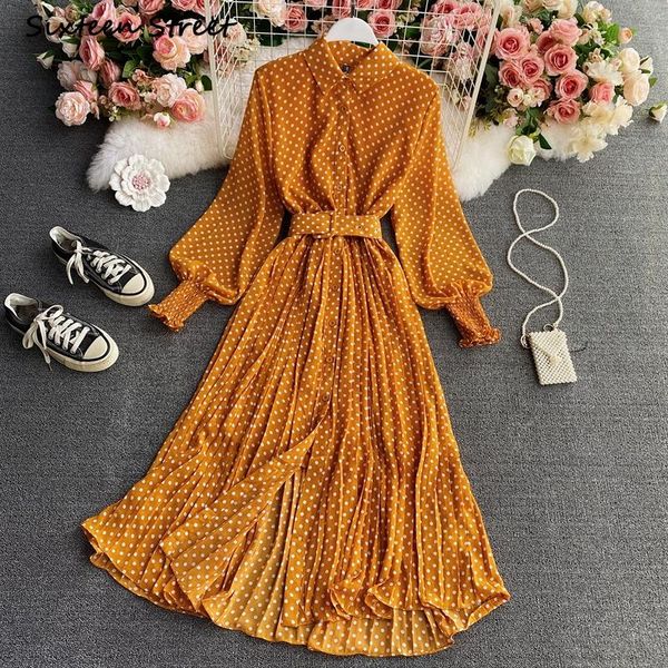 casual dresses maxi for women dot print sashes chiffon high waist long sleeve vintage clothing dress y2k vestido de mujer, Black;gray
casual dresses maxi for women dot print sashes chiffon high waist long sleeve vintage clothing dress y2k vestido de mujer, Black;gray