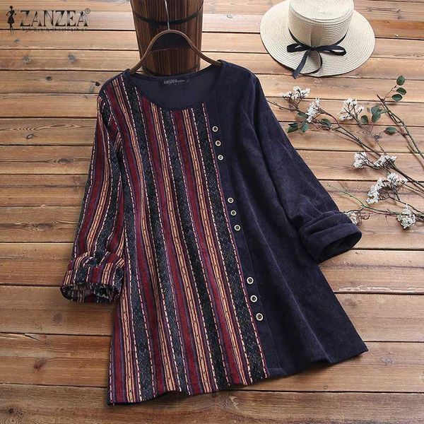 women's blouses & shirts women autumn floral printed corduroy blouse vintage long sleeve patchwork casual femininas blusas chemise to, White
women's blouses & shirts women autumn floral printed corduroy blouse vintage long sleeve patchwork casual femininas blusas chemise to, White