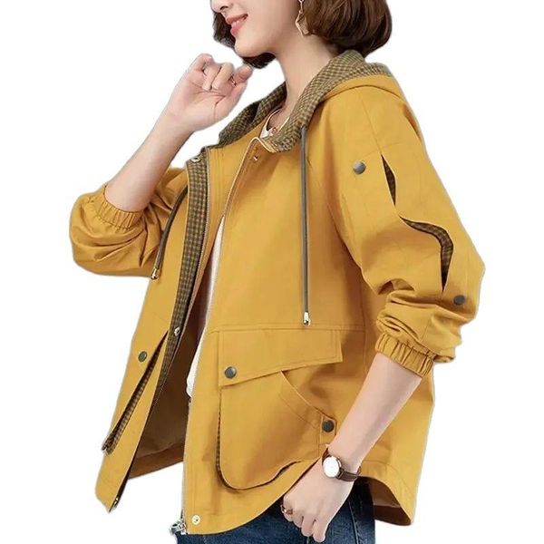 women's jackets 2021spring autumn jacket casual female outerwear with zipper stitching all-match hooded chic ladies overcoat, Black;brown
women's jackets 2021spring autumn jacket casual female outerwear with zipper stitching all-match hooded chic ladies overcoat, Black;brown