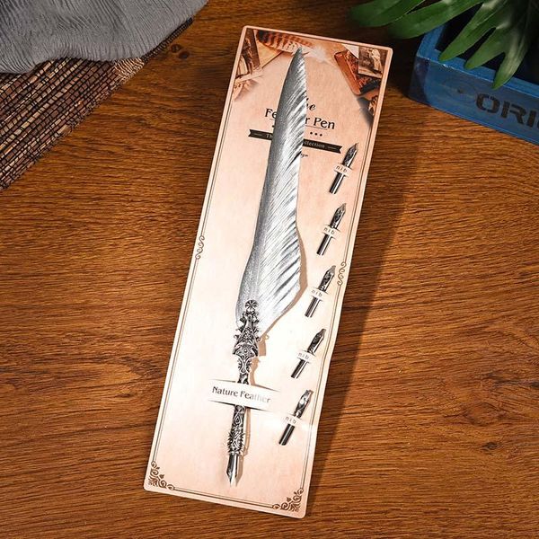 fountain pens bnb silver feather pen + metal 5pcs nibs set retro gold student office supplies birthday gift
fountain pens bnb silver feather pen + metal 5pcs nibs set retro gold student office supplies birthday gift