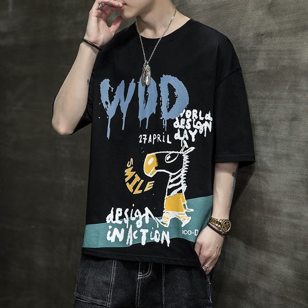 men's t shirts short sleeve cotton 2021 summer loose fitting 5 / s fashion brand youth's ins bottom for men, White;black
men's t shirts short sleeve cotton 2021 summer loose fitting 5 / s fashion brand youth's ins bottom for men, White;black