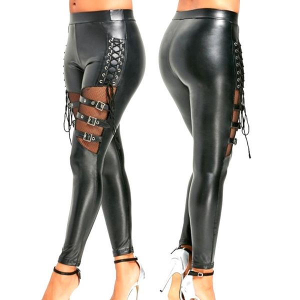 women's leggings women lace up faux leather black buckles fishnet spliced wetlook vinyl shiny skinny bandage exotic pants
women's leggings women lace up faux leather black buckles fishnet spliced wetlook vinyl shiny skinny bandage exotic pants