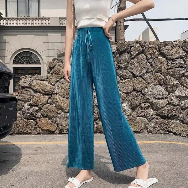 fashion pleated wide leg pants women plus size solid elastic high waist ankle-length korean style spring summer trousers women's & capr, Black;white
fashion pleated wide leg pants women plus size solid elastic high waist ankle-length korean style spring summer trousers women's & capr, Black;white