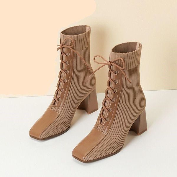 boots 2021 autumn and winter fashion stitching knitted elastic stockings high-heeled short women's square toe thick, Black
boots 2021 autumn and winter fashion stitching knitted elastic stockings high-heeled short women's square toe thick, Black
