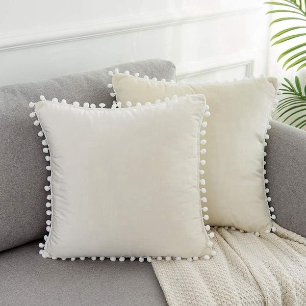 pillow case square decorative throw covers soft velvet outdoor cushion 18 x with balls for sofa bed, set of 2, cream
pillow case square decorative throw covers soft velvet outdoor cushion 18 x with balls for sofa bed, set of 2, cream