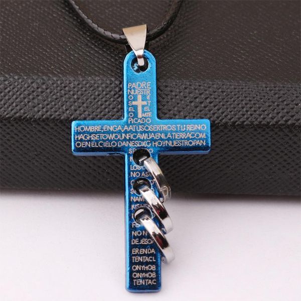 chains blue bible cross necklaces titanium steel mens womens pendant necklace leather cord chain couple religious gift jewelry, Silver
chains blue bible cross necklaces titanium steel mens womens pendant necklace leather cord chain couple religious gift jewelry, Silver
