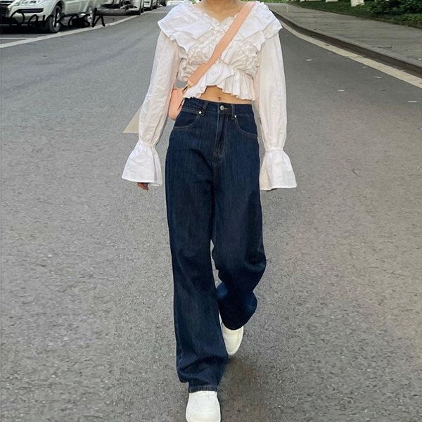 women's jeans simple women solid basic all-match slender denim trousers retro students daily straight fashion korean style leisure chic, Blue
women's jeans simple women solid basic all-match slender denim trousers retro students daily straight fashion korean style leisure chic, Blue
