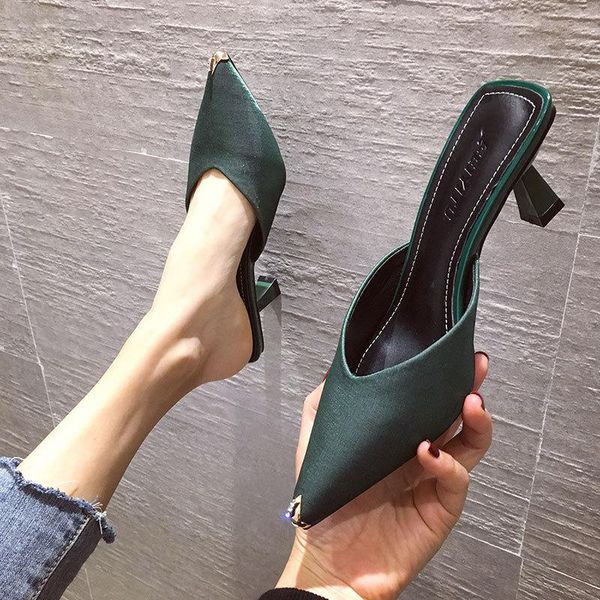 slippers pointed baotou half women summer classic metal toe shallow mouth sandals fashion stiletto heels drag women's shoes, Black
slippers pointed baotou half women summer classic metal toe shallow mouth sandals fashion stiletto heels drag women's shoes, Black