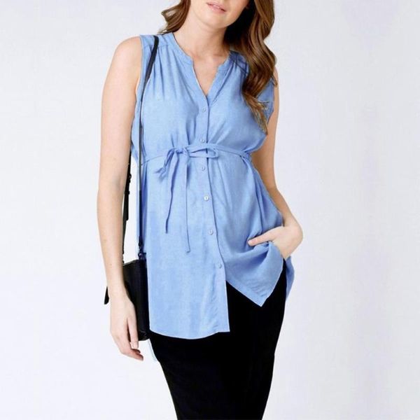 plus size solid color maternity blouse sleeveless v neck irregular nursing shirt with belt for women female ol women's blouses & shirt, White
plus size solid color maternity blouse sleeveless v neck irregular nursing shirt with belt for women female ol women's blouses & shirt, White