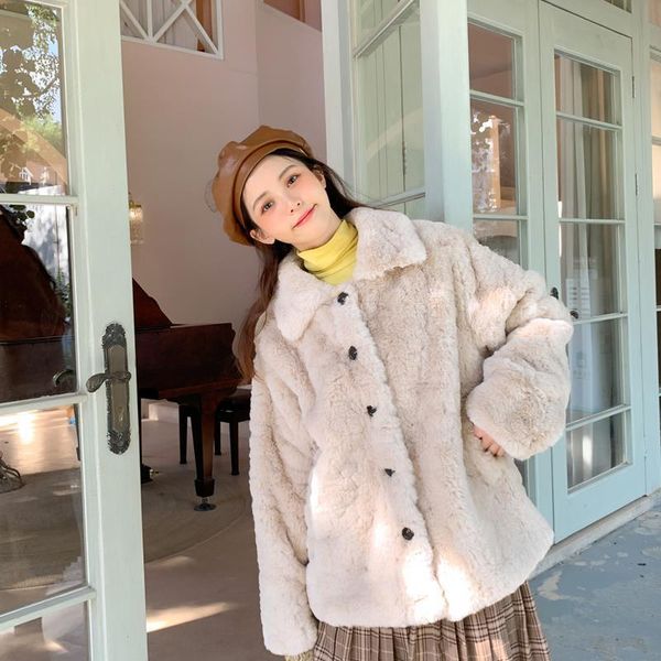 women's fur & faux women winter thicken warm wool jacket coat female fashion long sleeve outerwear fluffy cozy loose coats n157, Black
women's fur & faux women winter thicken warm wool jacket coat female fashion long sleeve outerwear fluffy cozy loose coats n157, Black
