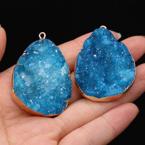 charms natural agate stone pendants water drop shape blue crystal bud for jewelry making diy necklace bracelet 30x45mm, Bronze;silver 
charms natural agate stone pendants water drop shape blue crystal bud for jewelry making diy necklace bracelet 30x45mm, Bronze;silver