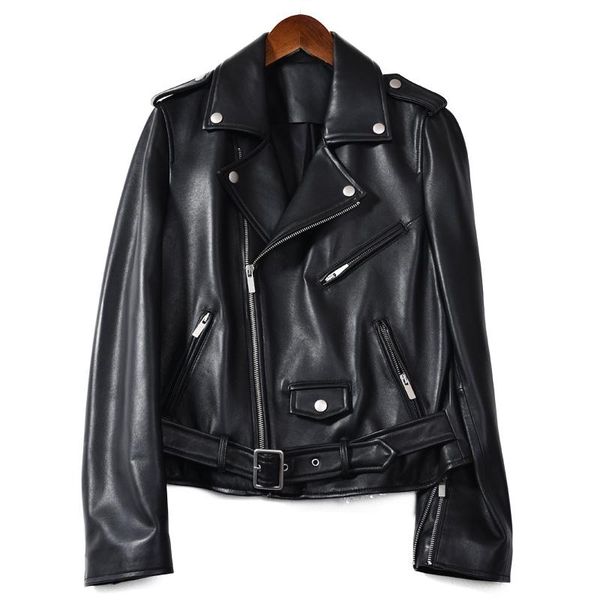 women's leather & faux genuine jacket women spring autumn real ladies fashion sheepskin coat female, Black
women's leather & faux genuine jacket women spring autumn real ladies fashion sheepskin coat female, Black