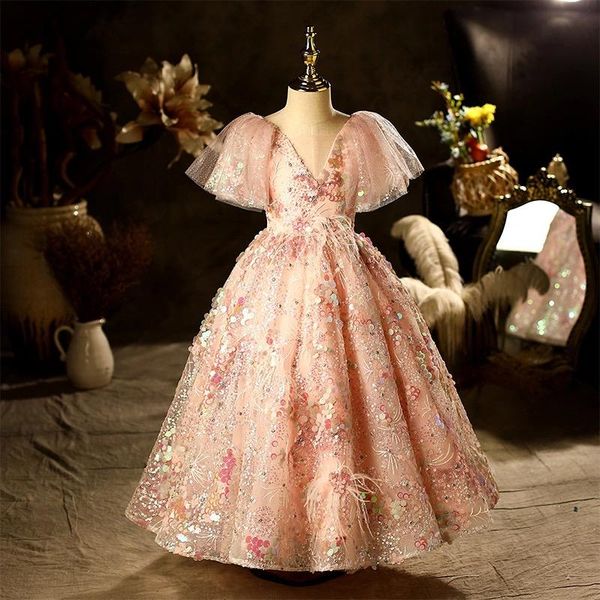 girl's dresses kids princess dress for girls flower sequin lace christening gown clothes elegant party wedding costumes birthday clothi, Red;yellow
girl's dresses kids princess dress for girls flower sequin lace christening gown clothes elegant party wedding costumes birthday clothi, Red;yellow
