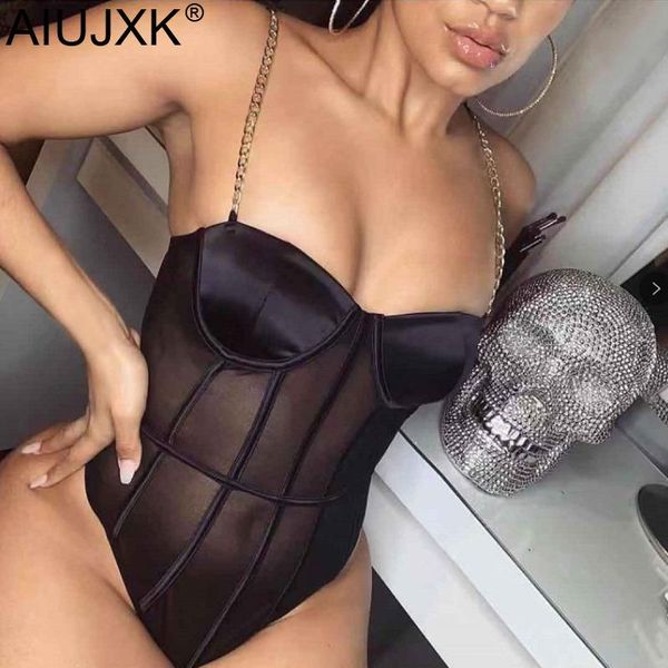 women's jumpsuits & rompers aiujxk 2021 striped metal chain spaghetti strap bodysuits women bodycon vintage mesh transparent romper, Black;white
women's jumpsuits & rompers aiujxk 2021 striped metal chain spaghetti strap bodysuits women bodycon vintage mesh transparent romper, Black;white