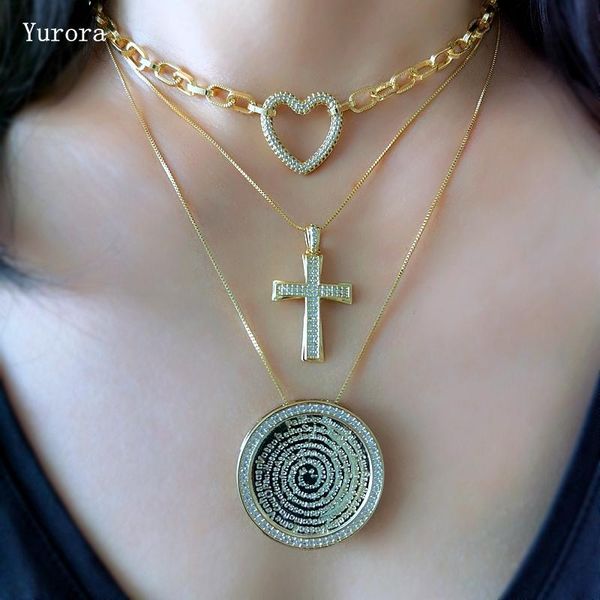 pendant necklaces luxury big round pave zircon cross gold plated chain heart-shaped women aesthetic necklace cool stuff jewelry, Silver
pendant necklaces luxury big round pave zircon cross gold plated chain heart-shaped women aesthetic necklace cool stuff jewelry, Silver