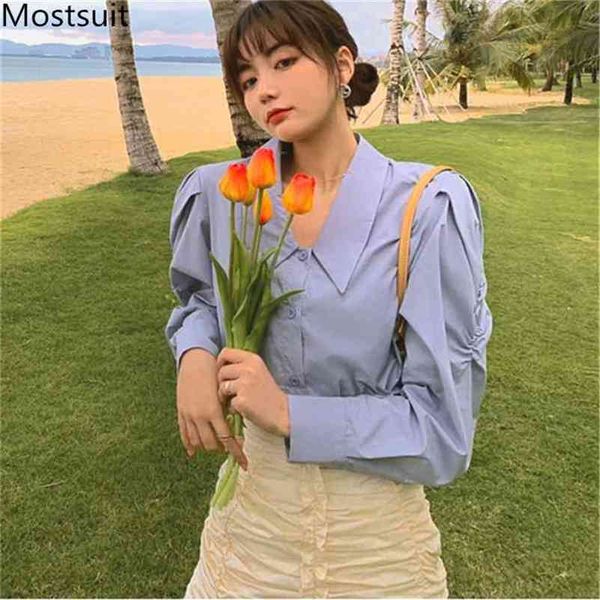 autumn korean vintage women blouses shirts puff sleeve peter pan collar stylish fashion solid female blusas 210513, White
autumn korean vintage women blouses shirts puff sleeve peter pan collar stylish fashion solid female blusas 210513, White