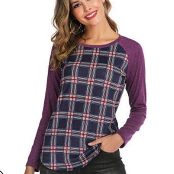 women's plus size female t-shirt plaid raglan shirts for women long sleeve o-neck ladies baseball, White
women's plus size female t-shirt plaid raglan shirts for women long sleeve o-neck ladies baseball, White