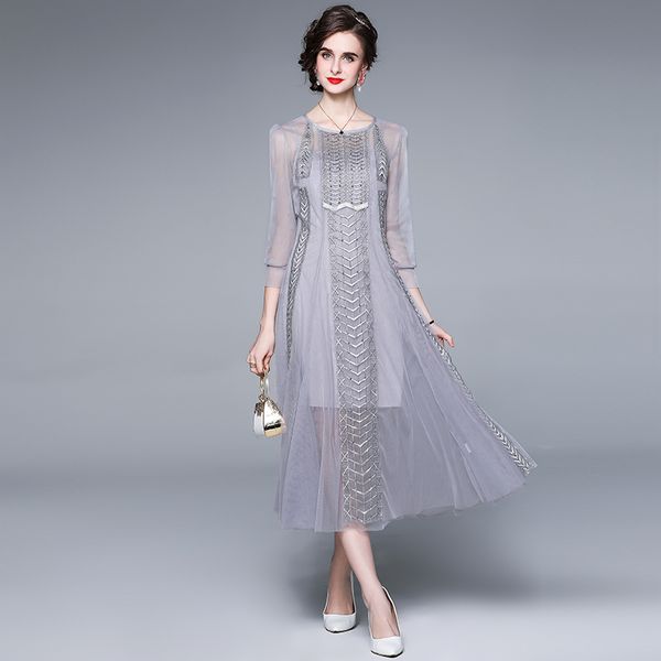 women summer designer elegant mesh dress female wedding cocktail party robe ladies vintage dresses vestidos 210525, Black;gray
women summer designer elegant mesh dress female wedding cocktail party robe ladies vintage dresses vestidos 210525, Black;gray