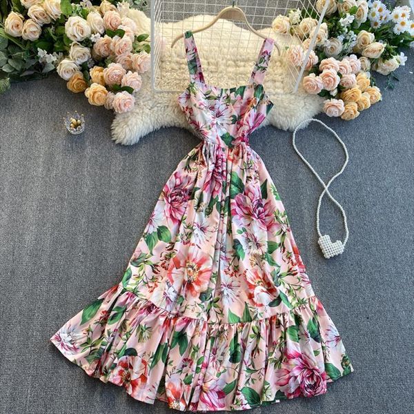 summer seaside holiday temperament womens dresses square collar slim mid length ruffled large swing print suspender uk865, Black;gray
summer seaside holiday temperament womens dresses square collar slim mid length ruffled large swing print suspender uk865, Black;gray
