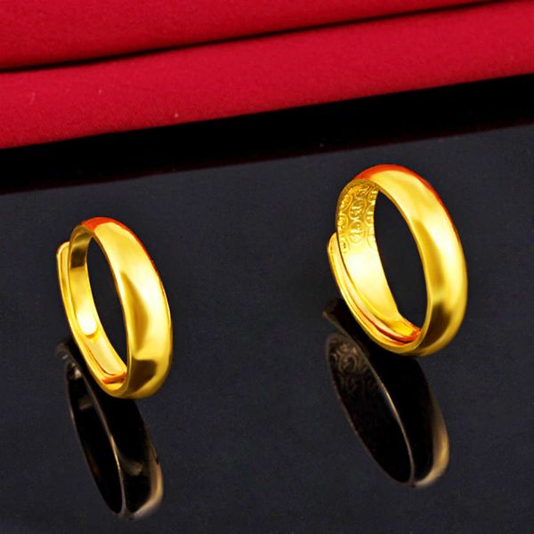 gold smooth sand face ring couple pair brass plated opening with imitation thickened seal, Silver
gold smooth sand face ring couple pair brass plated opening with imitation thickened seal, Silver