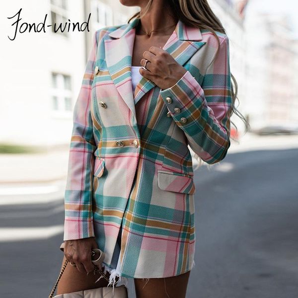 women's suits & blazers fond-wind female blazer casual women vintage office lady autumn jacket coat plaid souble breasted outwear, White;black
women's suits & blazers fond-wind female blazer casual women vintage office lady autumn jacket coat plaid souble breasted outwear, White;black