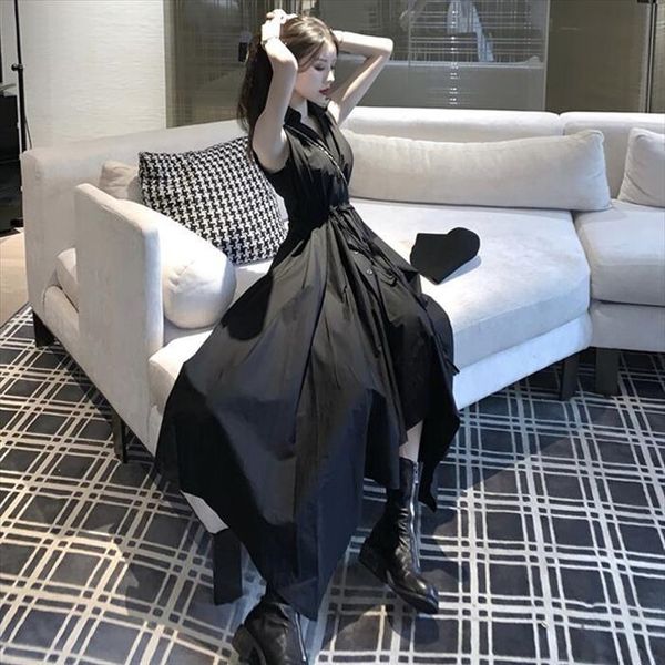 summer boho sleeveless retro womens dresses vintage asymmetric designer blouse lace up waist solid black white midi fairy, Black;gray
summer boho sleeveless retro womens dresses vintage asymmetric designer blouse lace up waist solid black white midi fairy, Black;gray