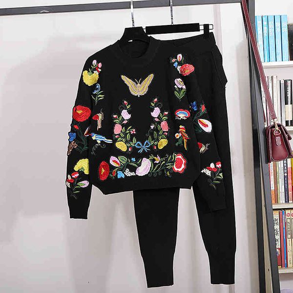 pant fashion black knitted outfits women tracksuit butterfly embroidery flowers sweater pencil pants set female loose knit suit 2pc, White
pant fashion black knitted outfits women tracksuit butterfly embroidery flowers sweater pencil pants set female loose knit suit 2pc, White