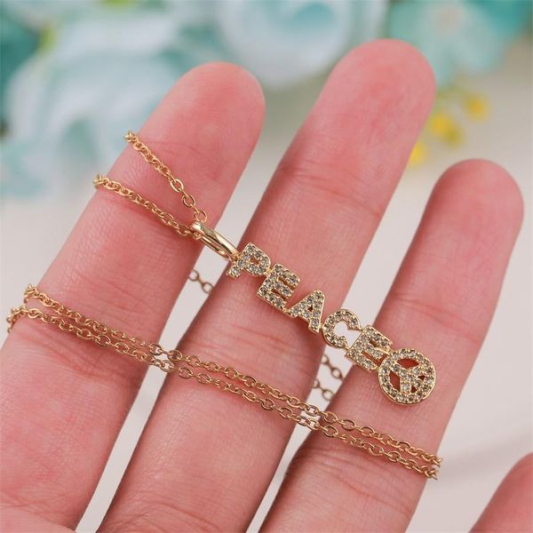 pendant necklaces trendy women's letter peace word copper metal cz zircon symbol pendants gold stainless steel chain necklace gift, Silver
pendant necklaces trendy women's letter peace word copper metal cz zircon symbol pendants gold stainless steel chain necklace gift, Silver