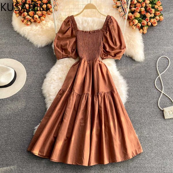 kusahiki women dress slim waist elegaht square collar dresses summer puff sleeve fashion vestidos de mujer 6j594 210602, Black;gray
kusahiki women dress slim waist elegaht square collar dresses summer puff sleeve fashion vestidos de mujer 6j594 210602, Black;gray