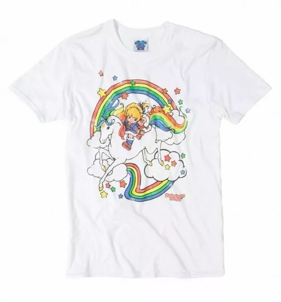 official men's rainbow brite clouds white t-shirt, White;black