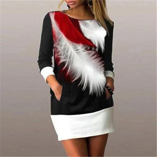 casual dresses elegant round neck three quarter sleeve with feathers print dress for women spring & autumn 2021, Black;gray
casual dresses elegant round neck three quarter sleeve with feathers print dress for women spring & autumn 2021, Black;gray