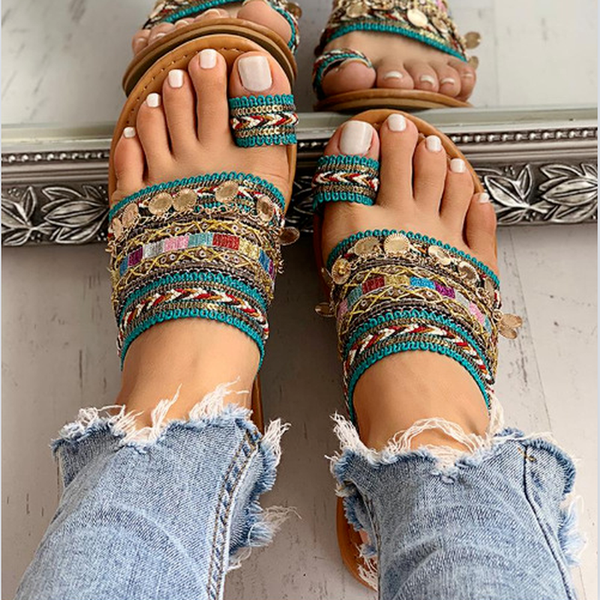 2021 summer flat roman style metal decoration open-toed shoes ethnic style slippers bohemia womens shoes, Black
2021 summer flat roman style metal decoration open-toed shoes ethnic style slippers bohemia womens shoes, Black