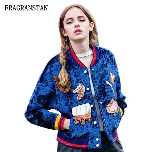 women's jackets ladies spring autumn stand collar blue velvet jacket women fashion cartoon patch designs coat casual outerwear, Black;brown
women's jackets ladies spring autumn stand collar blue velvet jacket women fashion cartoon patch designs coat casual outerwear, Black;brown
