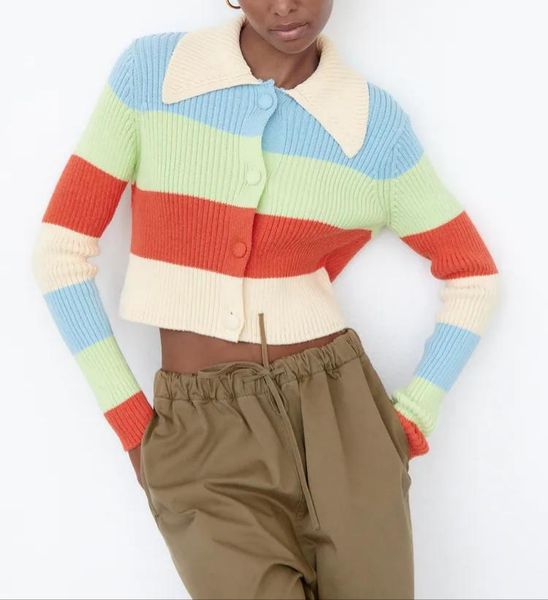 women's knits & tees striped ribbed knit jacket fall color stitching knitted cardigan korean casual buttoned lapel long sleeve short wo, White
women's knits & tees striped ribbed knit jacket fall color stitching knitted cardigan korean casual buttoned lapel long sleeve short wo, White