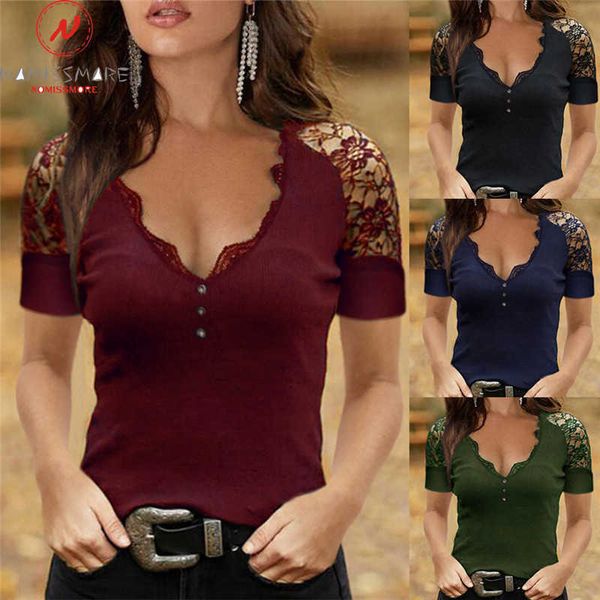 women summer solid color t-shirts mesh patchwork design butoon decor see through v-neck short sleeve slim pullovers x0527, White
women summer solid color t-shirts mesh patchwork design butoon decor see through v-neck short sleeve slim pullovers x0527, White