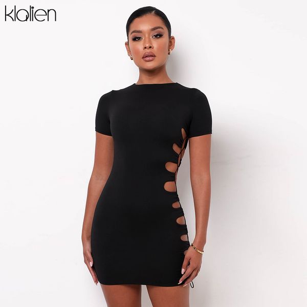 women hollow out bandage short sleeve o neck solid slim stretch bodycon dresses 2021 new streetwear y2k dress lady, Black;gray
women hollow out bandage short sleeve o neck solid slim stretch bodycon dresses 2021 new streetwear y2k dress lady, Black;gray